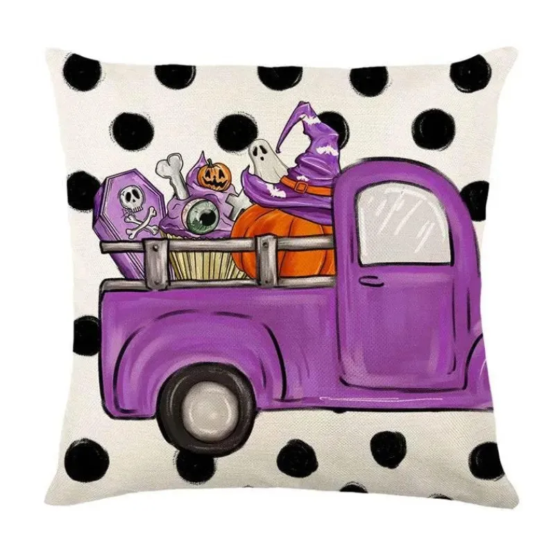 Pillow Haven Bettzeug-Halloween Kissenbezug - Schwarze Hexe Geist Leinen Kissenbezug