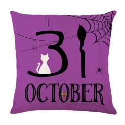 Pillow Haven Bettzeug-Halloween Kissenbezug - Schwarze Hexe Geist Leinen Kissenbezug