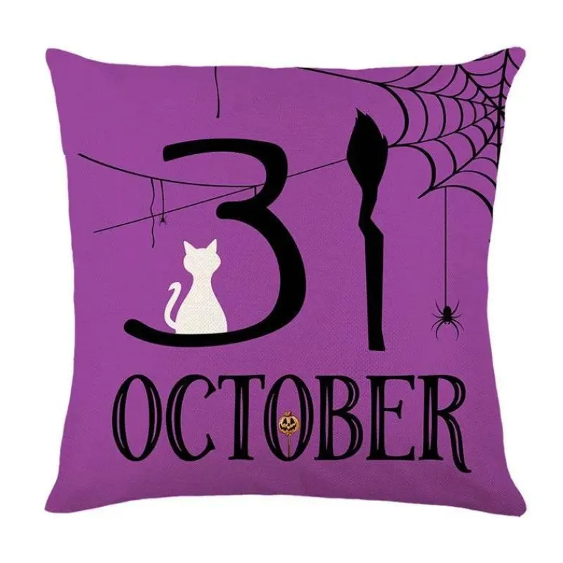 Pillow Haven Bettzeug-Halloween Kissenbezug - Schwarze Hexe Geist Leinen Kissenbezug