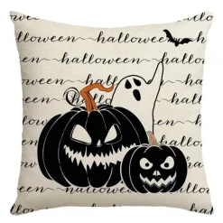 Pillow Haven Bettzeug-Halloween Kissenbezug - Schwarze Hexe Geist Leinen Kissenbezug