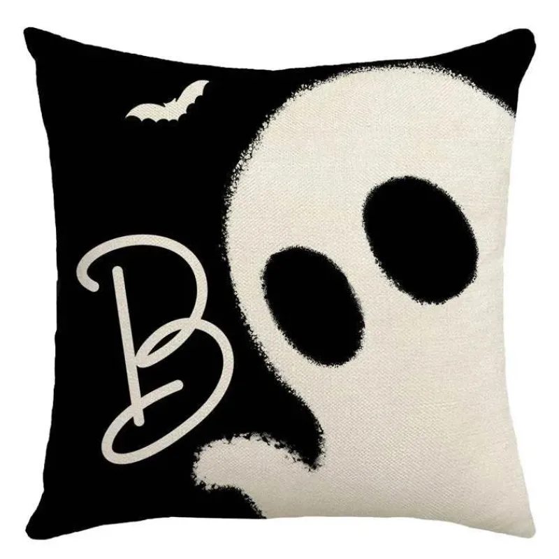 Pillow Haven Bettzeug-Halloween Kissenbezug - Schwarze Hexe Geist Leinen Kissenbezug