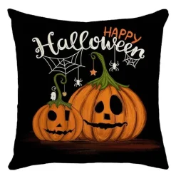 Pillow Haven Bettzeug-Halloween Kissenbezug - Schwarze Hexe Geist Leinen Kissenbezug