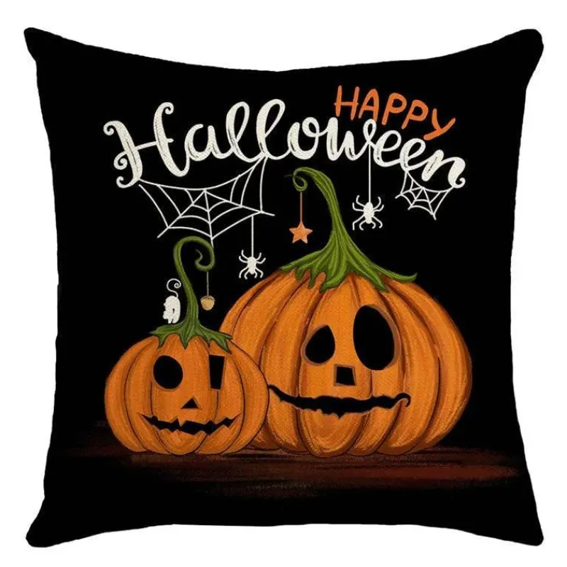 Pillow Haven Bettzeug-Halloween Kissenbezug - Schwarze Hexe Geist Leinen Kissenbezug