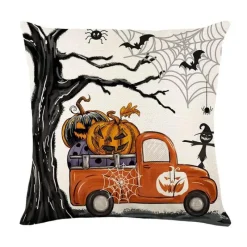 Pillow Haven Bettzeug-Halloween Kissenbezug - Schwarze Hexe Geist Leinen Kissenbezug