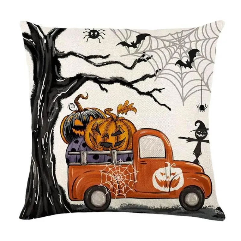 Pillow Haven Bettzeug-Halloween Kissenbezug - Schwarze Hexe Geist Leinen Kissenbezug