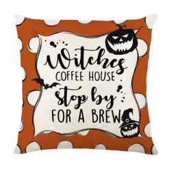 Pillow Haven Bettzeug-Halloween Kissenbezug - Schwarze Hexe Geist Leinen Kissenbezug