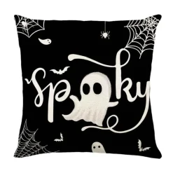 Pillow Haven Bettzeug-Halloween Kissenbezug - Schwarze Hexe Geist Leinen Kissenbezug