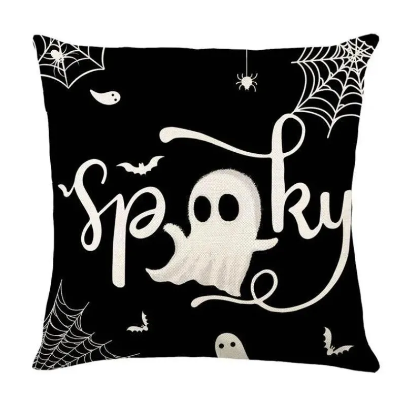 Pillow Haven Bettzeug-Halloween Kissenbezug - Schwarze Hexe Geist Leinen Kissenbezug