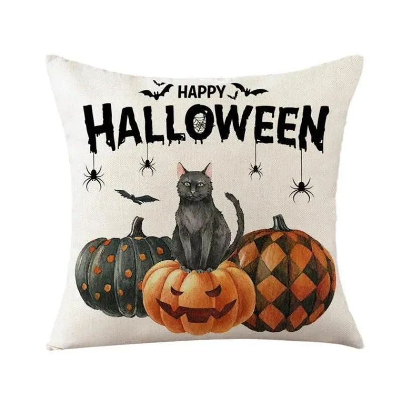 Pillow Haven Bettzeug-Halloween Kissenbezug - Schwarze Hexe Geist Leinen Kissenbezug