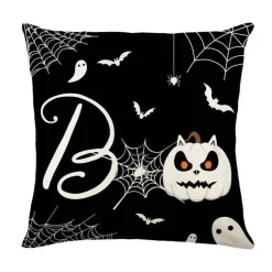 Pillow Haven Bettzeug-Halloween Kissenbezug - Schwarze Hexe Geist Leinen Kissenbezug