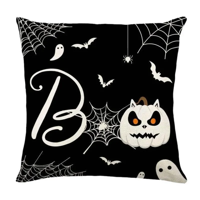 Pillow Haven Bettzeug-Halloween Kissenbezug - Schwarze Hexe Geist Leinen Kissenbezug