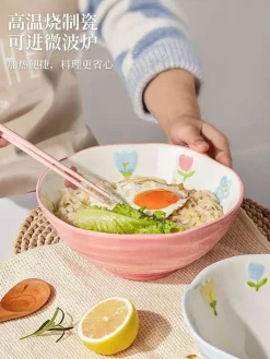 Plates u0026 More Küche & Esszimmer-Handbemalte Ramen-Schüssel aus Keramik – große Nudelschüssel für das Restaurant zu Hause