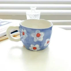 Tom Küche & Esszimmer-Handbemalte Regenbogenblumentasse - Einzigartige Kaffeetasse aus Keramik