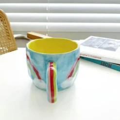 Tom Küche & Esszimmer-Handbemalte Regenbogenblumentasse - Einzigartige Kaffeetasse aus Keramik