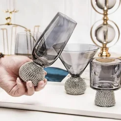 Plates u0026 More Küche & Esszimmer-Handbemalter antiker Kristallkelch - Blumen-Rotweinglas