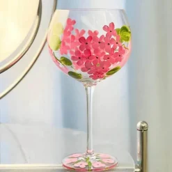 Plates u0026 More Küche & Esszimmer-Handbemalter Weinkelch aus Kristall mit Blumenmuster – Chinesisches antikes Rotweinglas