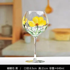 Plates u0026 More Küche & Esszimmer-Handbemalter Weinkelch aus Kristall mit Blumenmuster – Chinesisches antikes Rotweinglas