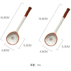 Plates u0026 More Küche & Esszimmer-Handbemaltes japanisches Dessertlöffel-Set aus Keramik – Löffel mit langem Griff
