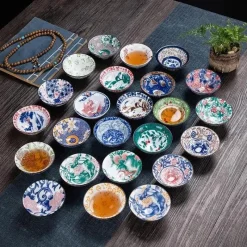 Plates u0026 More Küche & Esszimmer-Handbemaltes Teetassen-Set aus blau-weißem Porzellan – dekoratives Teegeschirr