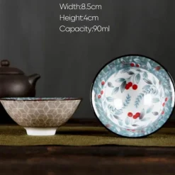 Plates u0026 More Küche & Esszimmer-Handbemaltes Teetassen-Set aus blau-weißem Porzellan – dekoratives Teegeschirr