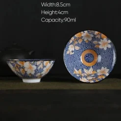 Plates u0026 More Küche & Esszimmer-Handbemaltes Teetassen-Set aus blau-weißem Porzellan – dekoratives Teegeschirr