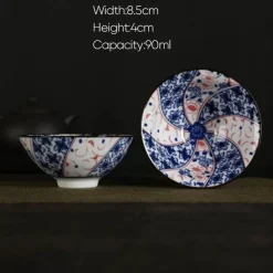 Plates u0026 More Küche & Esszimmer-Handbemaltes Teetassen-Set aus blau-weißem Porzellan – dekoratives Teegeschirr