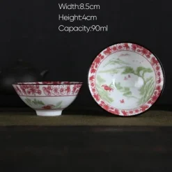 Plates u0026 More Küche & Esszimmer-Handbemaltes Teetassen-Set aus blau-weißem Porzellan – dekoratives Teegeschirr