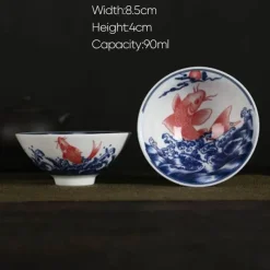 Plates u0026 More Küche & Esszimmer-Handbemaltes Teetassen-Set aus blau-weißem Porzellan – dekoratives Teegeschirr