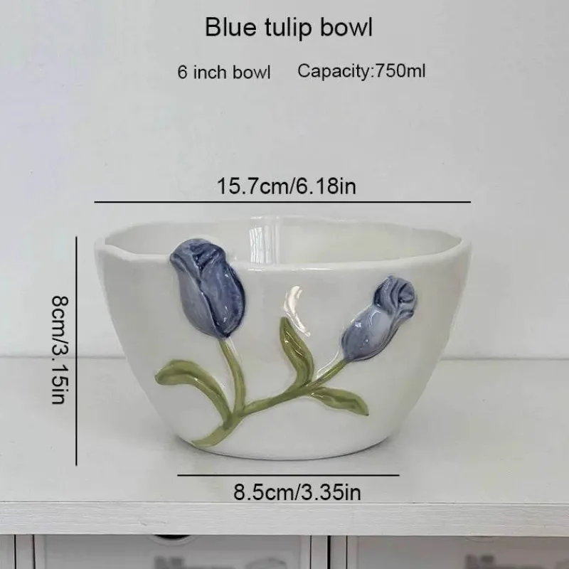 Tom Küche & Esszimmer-Handgefertigte Keramiktasse mit 3D-Prägung in Tulpenform – Tasse mit elegantem Blumendesign