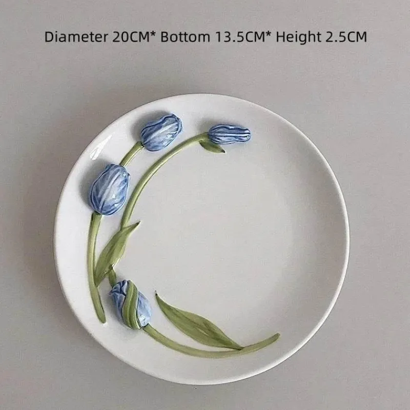 Tom Küche & Esszimmer-Handgefertigte Keramiktasse mit 3D-Prägung in Tulpenform – Tasse mit elegantem Blumendesign