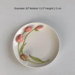 Tom Küche & Esszimmer-Handgefertigte Keramiktasse mit 3D-Prägung in Tulpenform – Tasse mit elegantem Blumendesign