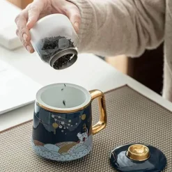 The Cozy Mug Küche & Esszimmer-Handgefertigte Teetasse aus Keramik – Einzigartiger Keramikbecher