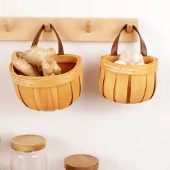 The Culinary Kit Küche & Esszimmer-Handgefertigter Holzkorb - Kunsthandwerkerdekor im französischen Marktstil