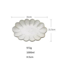 Elegance at the Table Küche & Esszimmer-Handgefertigter Retro-Blumen-Keramik-Essteller - Geschirr im Western-Stil