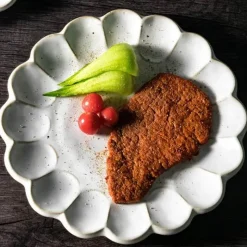 Elegance at the Table Küche & Esszimmer-Handgefertigter Retro-Blumen-Keramik-Essteller - Geschirr im Western-Stil