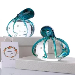 The Gilded Nest Wohndeko-Handgefertigtes farbiges Oktopus-Ornament aus Glas – einzigartiges Meerestier-Dekor