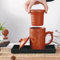 Feast u0026 Flair Küche & Esszimmer-Handgemachte Yixing Teetasse mit Deckelsieb - Drachen Lila Ton Teetasse