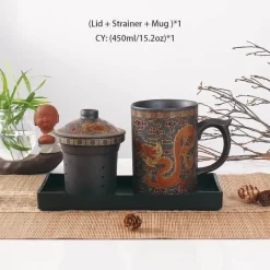 Feast u0026 Flair Küche & Esszimmer-Handgemachte Yixing Teetasse mit Deckelsieb - Drachen Lila Ton Teetasse