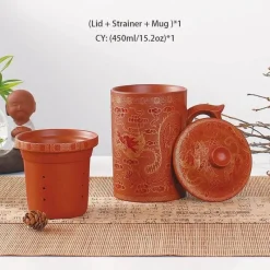 Feast u0026 Flair Küche & Esszimmer-Handgemachte Yixing Teetasse mit Deckelsieb - Drachen Lila Ton Teetasse