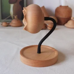 Bright Accents Beleuchtung-Handgemachtes Glockenblumen-Buchenholz-Nachtlicht - Rustikales Wohndekor