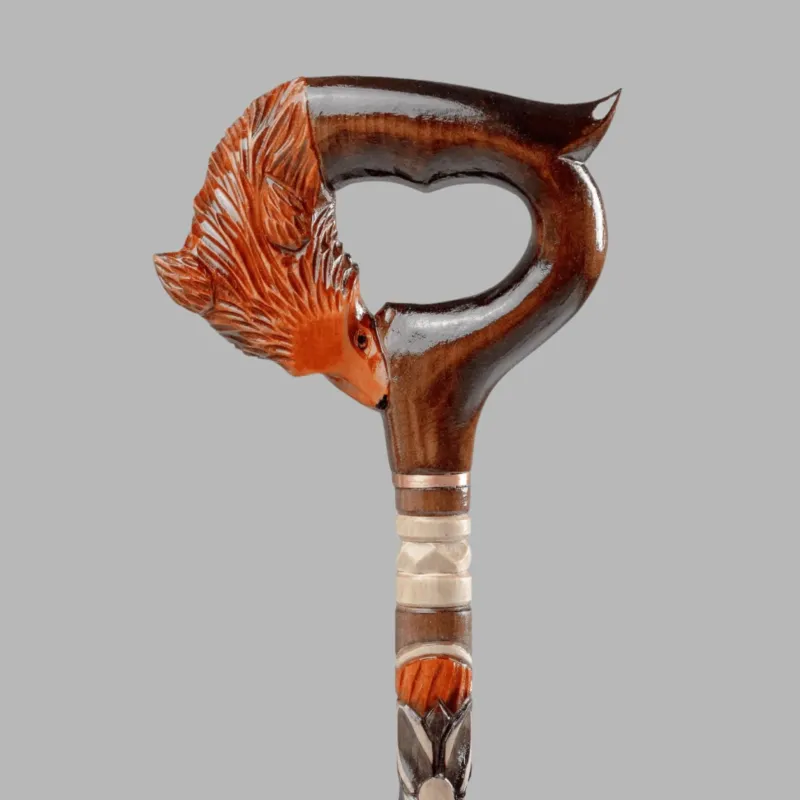 ArtWalkingSticks Mobilitäts- Und Support-Tools-Handgeschnitzte Gehstöcke für Frauen, Fox Pretty Canes