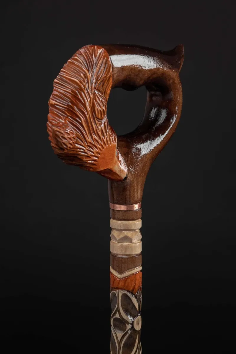 ArtWalkingSticks Mobilitäts- Und Support-Tools-Handgeschnitzte Gehstöcke für Frauen, Fox Pretty Canes