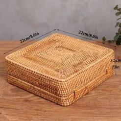 Feast u0026 Flair Küche & Esszimmer-Handgewebte Aufbewahrungsbox aus Rattan mit Deckel – Dekorativer Küchen-Organizer