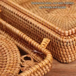 Feast u0026 Flair Küche & Esszimmer-Handgewebte Aufbewahrungsbox aus Rattan mit Deckel – Dekorativer Küchen-Organizer