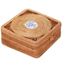 Feast u0026 Flair Küche & Esszimmer-Handgewebte Aufbewahrungsbox aus Rattan mit Deckel – Dekorativer Küchen-Organizer