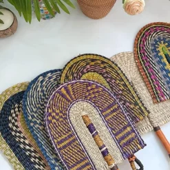 Home Decor Wohndeko-Handgewebte Binsenfächer-Wandkunst – Dekorativer Wohnakzent