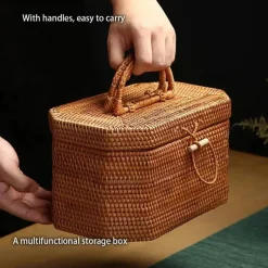 Feast u0026 Flair Küche & Esszimmer-Handgewebte Rattan-Aufbewahrungsbox für Tee und Lebensmittel – Organizer-Korb