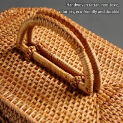 Feast u0026 Flair Küche & Esszimmer-Handgewebte Rattan-Aufbewahrungsbox für Tee und Lebensmittel – Organizer-Korb