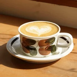 Tom Küche & Esszimmer-Handgezeichnetes Espressotassen-Set aus Keramik – 237 ml Cappuccino-Untertasse