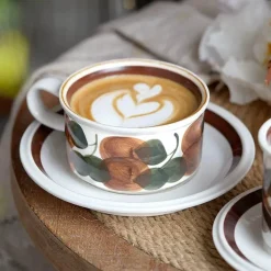 Tom Küche & Esszimmer-Handgezeichnetes Espressotassen-Set aus Keramik – 237 ml Cappuccino-Untertasse